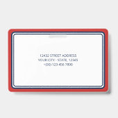 Rode Blauwe Rand Naam Titel Logo Foto ID Badge (Achterkant)