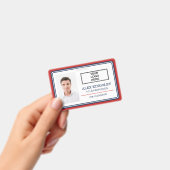 Rode Blauwe Rand Naam Titel Logo Foto ID Badge (Handheld)