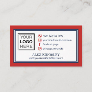 Rode Blauwe Rand Uw Logo Sociale Media Pictogramme Visitekaartje