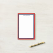 Rode Blauwe Rand Voeg Je Naam Toe Post-it® Notes (Op bureau)