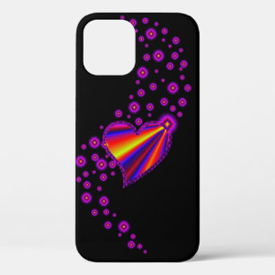Rode blauwe regenbooghartslag met sterren op zwart Case-Mate iPhone case