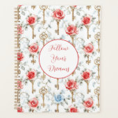 Rode Blauwe Rozen Gouden Sleutels Planner (Voorkant)