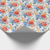 Rode & Blauwe Rozen Verpakking Papier  Rozen (Hoek)