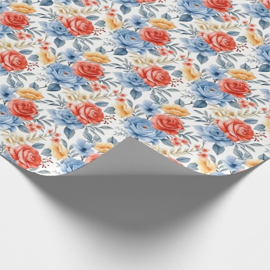 Rode & Blauwe Rozen Verpakking Papier  Rozen (Hoek)