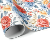 Rode & Blauwe Rozen Verpakking Papier  Rozen (Rol Hoek)