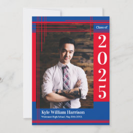 Rode Blauwe School Kleur Afstuderen Foto geplakt Kaart
