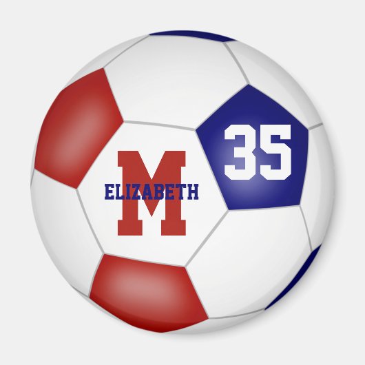 rode blauwe school kleuren kinder voetbalteams cad magneet (Voorkant)