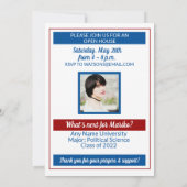 Rode Blauwe Schoolkleuren dan en nu Afstuderen Kaart (Achterkant)