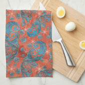  rode blauwe scrollers met sneeuwvlokken theedoek (Quarter Fold)