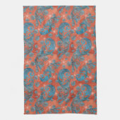  rode blauwe scrollers met sneeuwvlokken theedoek (Verticaal)