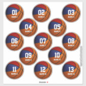 rode blauwe set van 13 basketbal kinder teamcadeau sticker (Vel)