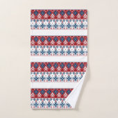 Rode blauwe sierbloem bad handdoek (Handdoek)