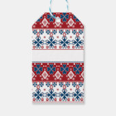 Rode blauwe sierbloem cadeaulabel (Voorkant)