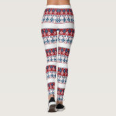 Rode blauwe sierbloem leggings (Achterkant)