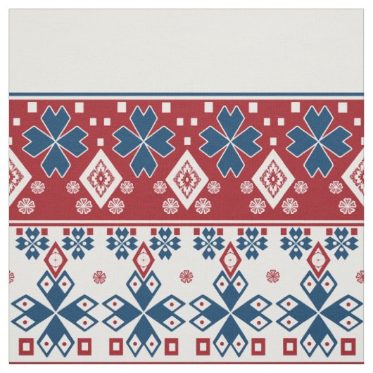 Rode blauwe sierbloem stof (Swatch)