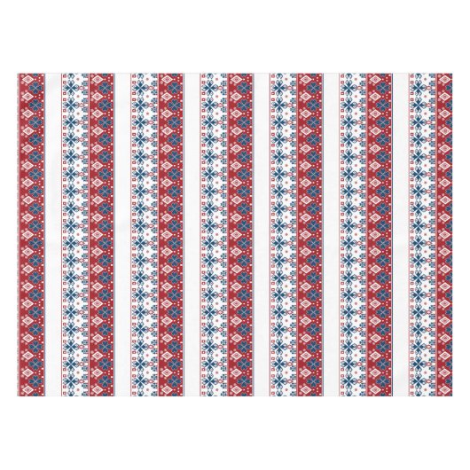 Rode blauwe sierbloem tafelkleed (Voorkant (Horizontaal))