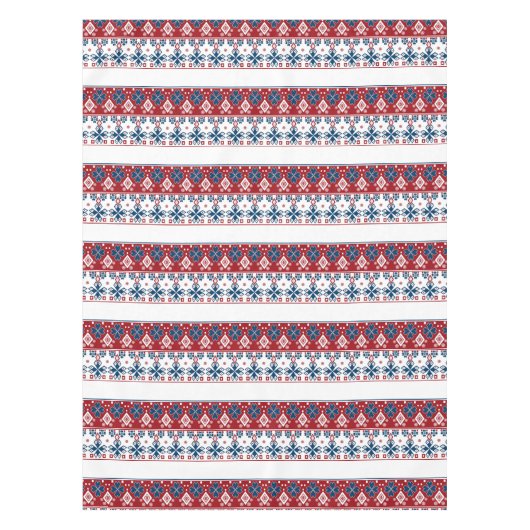 Rode blauwe sierbloem tafelkleed (Voorkant)