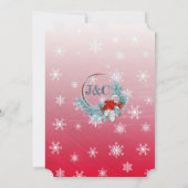 Rode Blauwe Sneeuwvlok Kerstmis Uitnodiging (Achterkant)