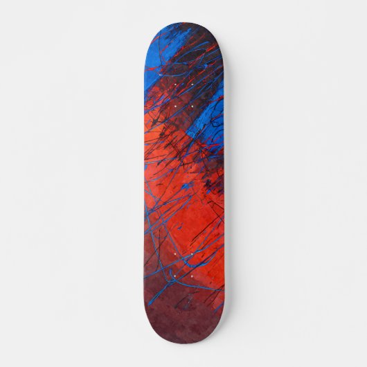 Rode Blauwe Statische Grunge Skateboard (Voorkant)