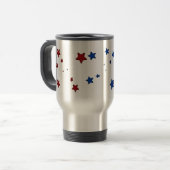 Rode, blauwe sterren Travel Mug Reisbeker (Voorkant links)