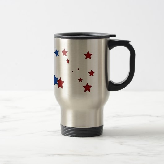 Rode, blauwe sterren Travel Mug Reisbeker (Rechts)