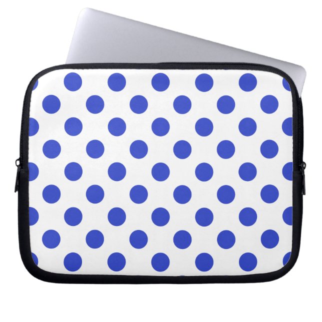Rode blauwe stippen laptop sleeve (Voorkant)