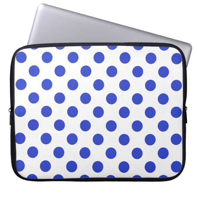 Rode blauwe stippen laptop sleeve (Voorkant)