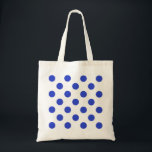 Rode blauwe stippen tote bag<br><div class="desc">Koninklijke blauwe stippen op witte achtergrond</div>
