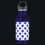 Rode blauwe stippen waterfles<br><div class="desc">Koninklijke blauwe stippen op witte achtergrond</div>