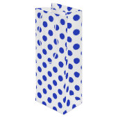 Rode blauwe stippen wijn cadeautas (Achterkant Gekanteld)