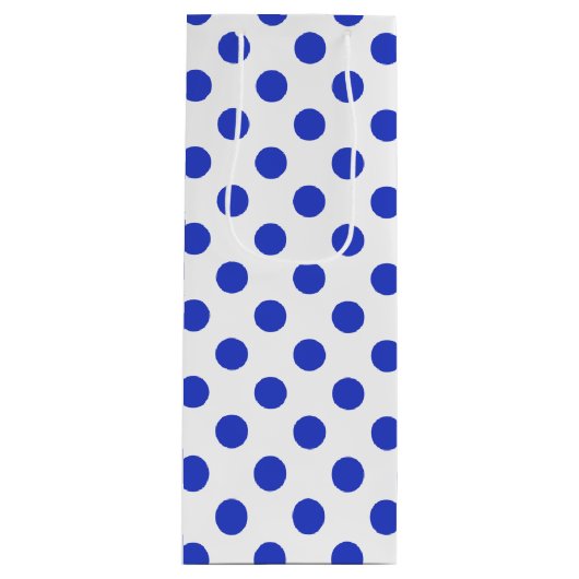 Rode blauwe stippen wijn cadeautas (Voorkant)