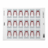 Rode blauwe strepen & boog frame kerst etiket (Full Sheet)