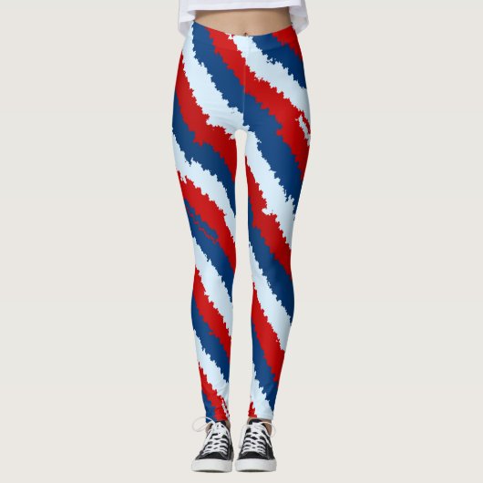 Rode blauwe strepen leggings (Voorkant)