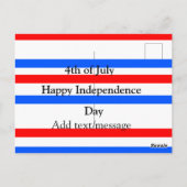 Rode blauwe strepen onafhankelijkheidsdag 4 juli briefkaart (Achterkant)