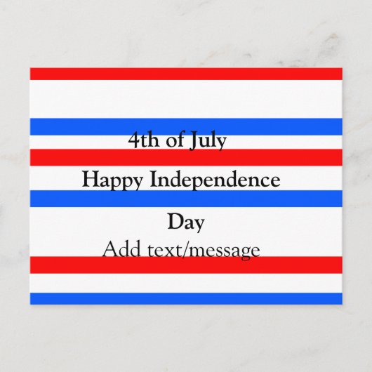 Rode blauwe strepen onafhankelijkheidsdag 4 juli briefkaart (Voorkant)