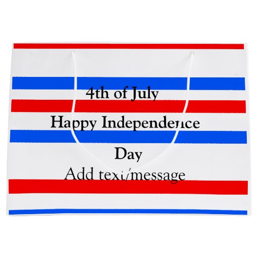 Rode blauwe strepen onafhankelijkheidsdag 4 juli groot cadeauzakje (Voorkant)
