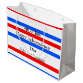 Rode blauwe strepen onafhankelijkheidsdag 4 juli groot cadeauzakje (Achterkant Gekanteld)