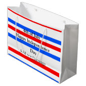 Rode blauwe strepen onafhankelijkheidsdag 4 juli groot cadeauzakje (Voorkant Gekanteld)