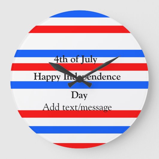 Rode blauwe strepen onafhankelijkheidsdag 4 juli grote klok (Voorkant)