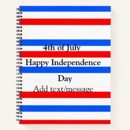 Rode blauwe strepen onafhankelijkheidsdag 4 juli notitieboek