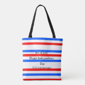 Rode blauwe strepen onafhankelijkheidsdag 4 juli tote bag (Achterkant)