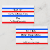 Rode blauwe strepen onafhankelijkheidsdag 4 juli visitekaartje (Voorkant / Achterkant)
