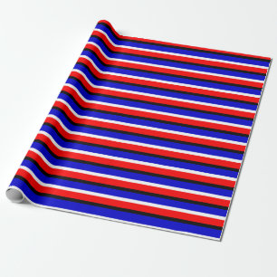 Rode Blauwe Strepen Patroon Ontwerp Cadeaupapier