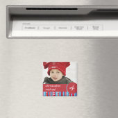 Rode Blauwe Strepen & Stippen Verjaardagsfotomagne Magneet (Insitu (Vaatwasser))