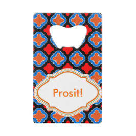 Rode blauwe Tegel Creditkaart Flessenopener