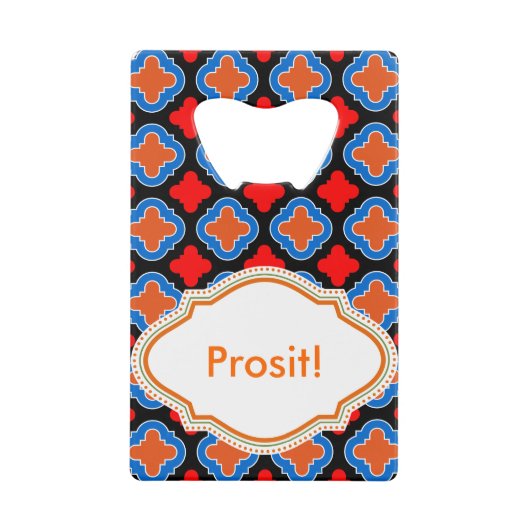 Rode blauwe Tegel Creditkaart Flessenopener (Voorkant)