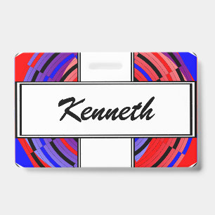 Rode & Blauwe Teller Spiraal van Kenneth Yoncich Badge