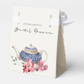 Rode blauwe theepot Vrijgezellenfeest Tea Party Bedankdoosjes (Achterkant)