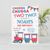 Rode Blauwe Trein 2e Verjaardag Uitnodiging (Staand voorkant)