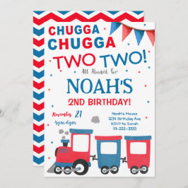 Rode Blauwe Trein 2e Verjaardag Uitnodiging